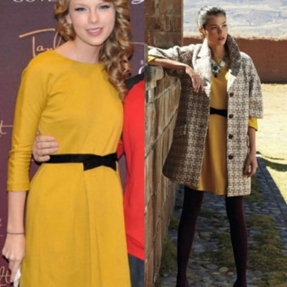 Anthropologie Dresses & Skirts - Anthropology Girls From Savoy Dress Mustard Yellow Fit & Flare 3/4 Sleeve XS